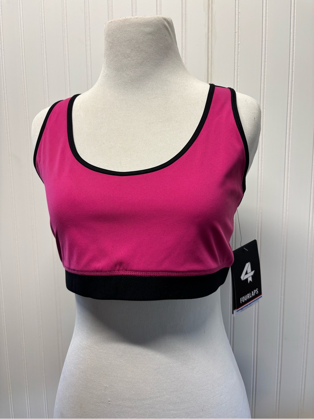 FourLaps Large Women's Infinity Sports Bra NEW WITH TAGS Pink Black